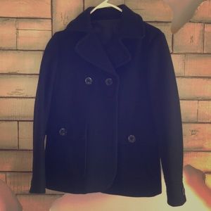 Wool black peacoat